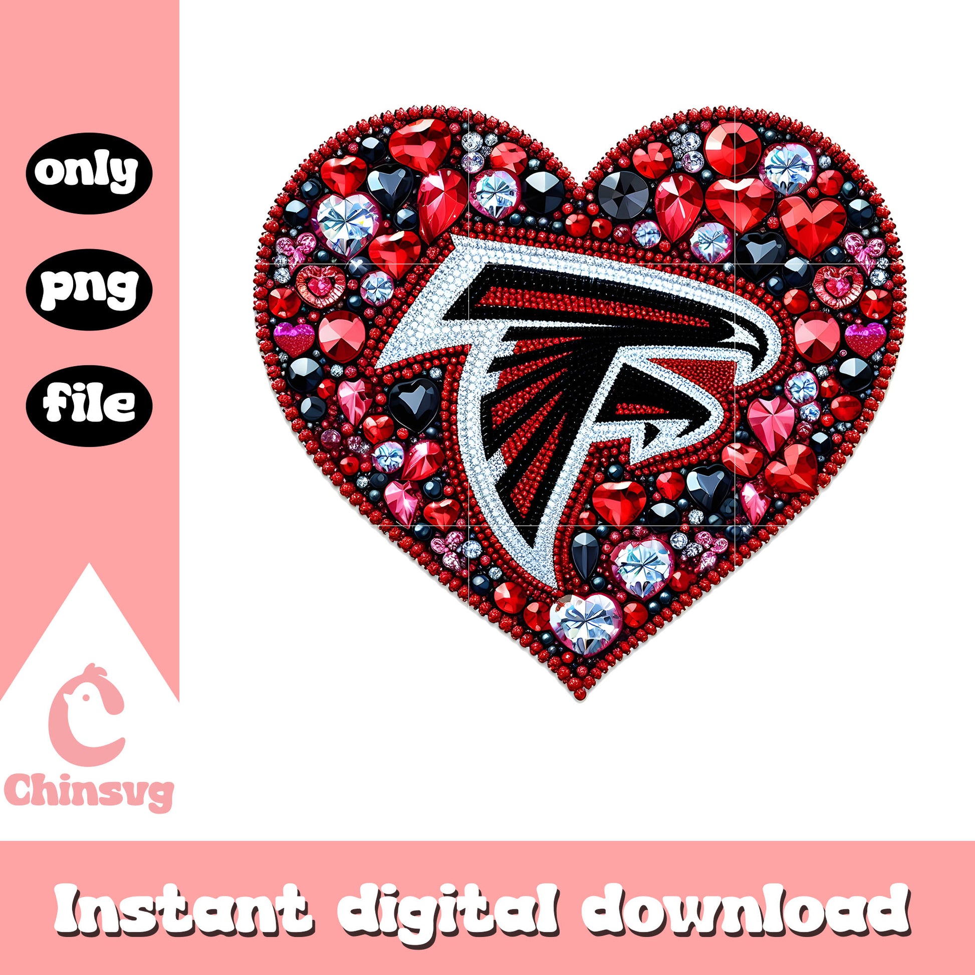 Diamon heart falcons logo png, nfl atlanta falcons​ png