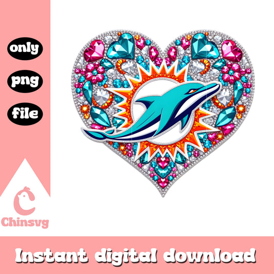 Diamon heart miami dolphins png, sports logos football png