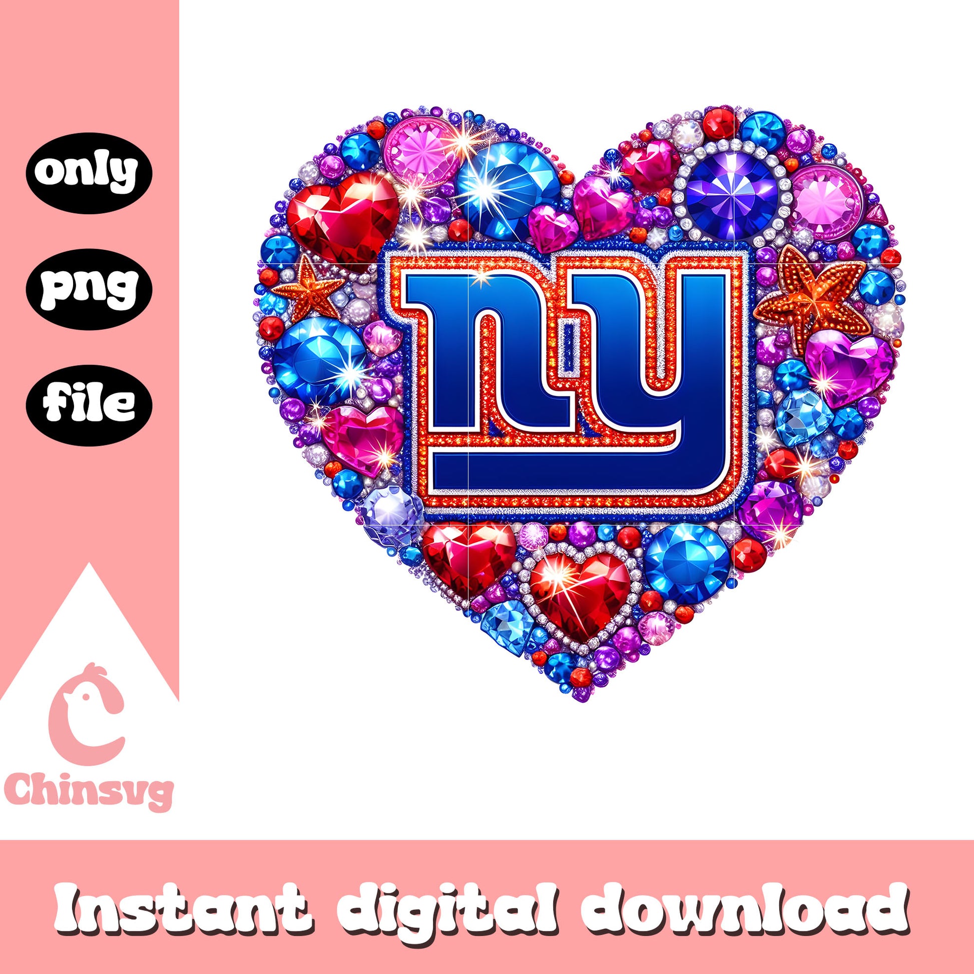 Diamon heart new york giants png, new giants football​ png