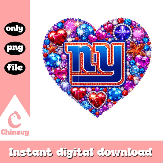 Diamon heart new york giants png, new giants football​ png