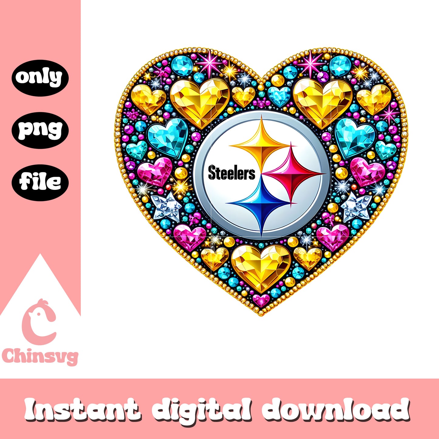 Diamon heart pittsburgh steelers png, sports steelers​​ png