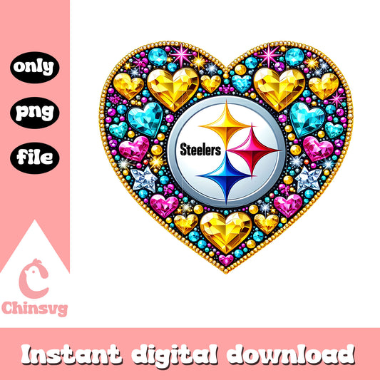 Diamon heart pittsburgh steelers png, sports steelers​​ png