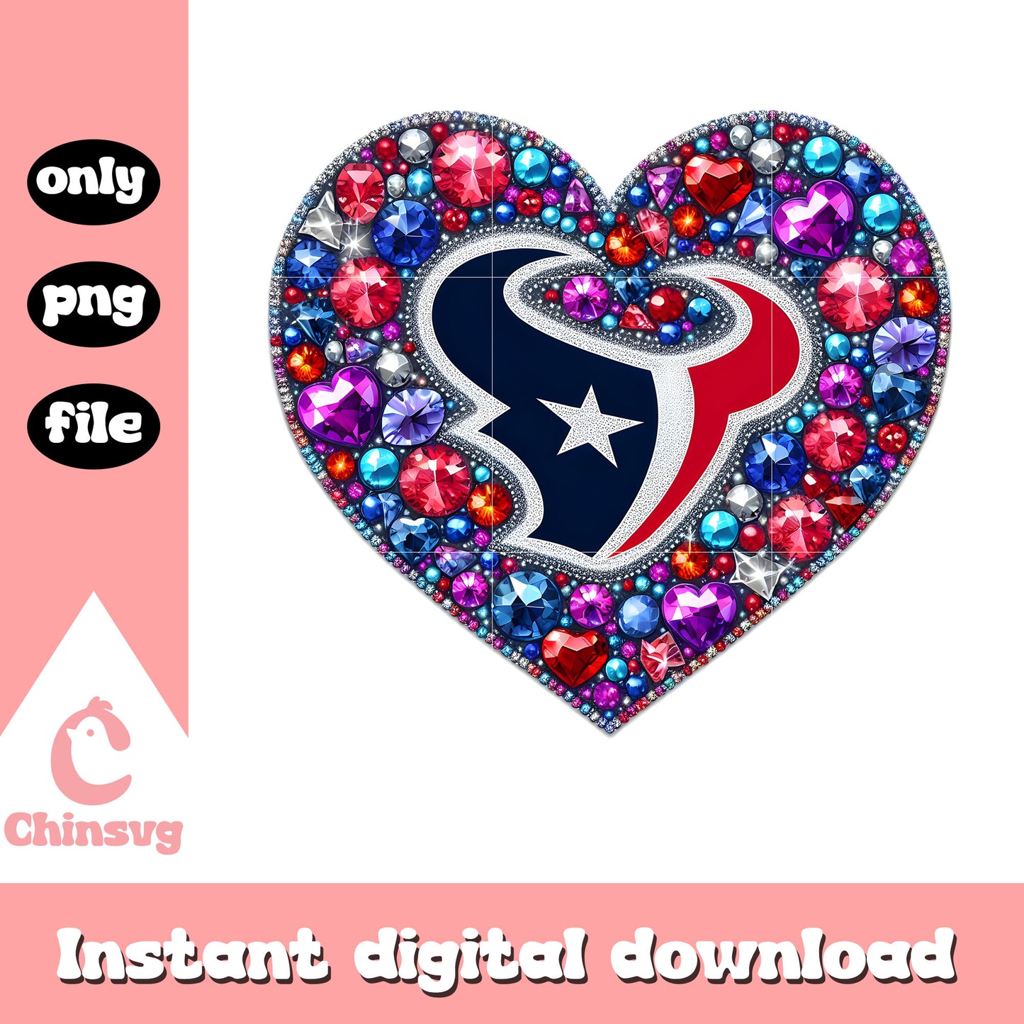 Diamon heart texans red png, houston texans images​​ png