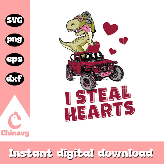 Dinosaur I steal hearts svg, steal heart svg, valentine day svg