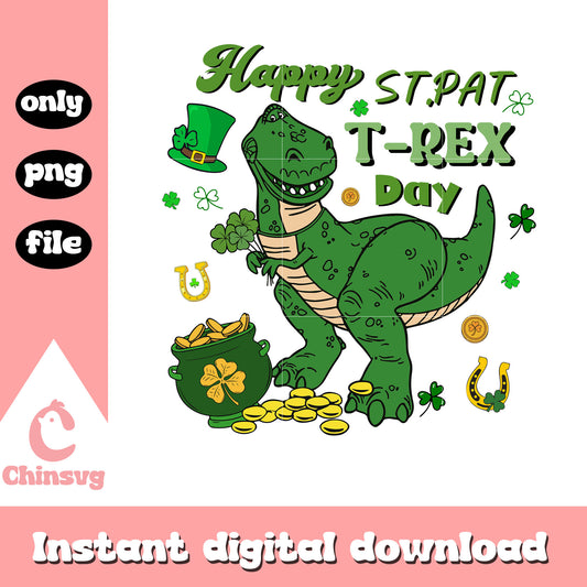 Dinosaur happy st.pat t-rex day png, saint patrick day png