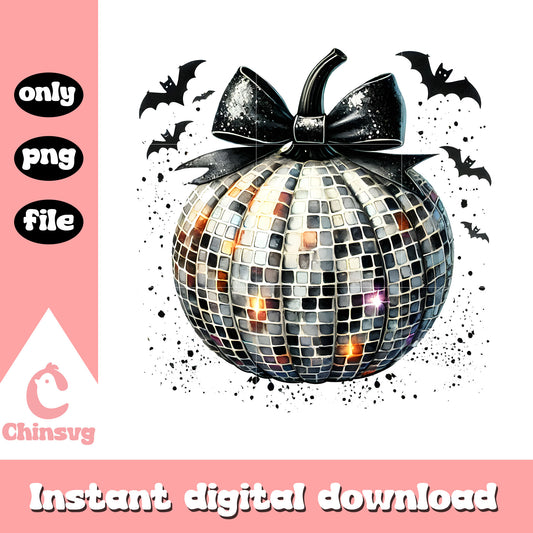 Disco pumpkin coquette twinkle halloween png, halloween pumpkin png