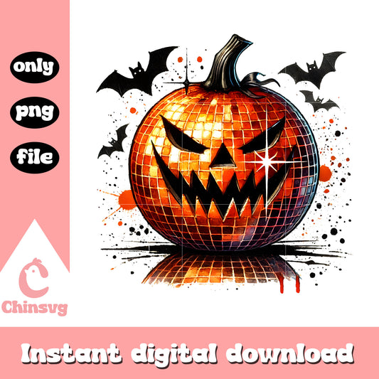 Disco pumpkin twinkle halloween design png, pumpkin halloween png