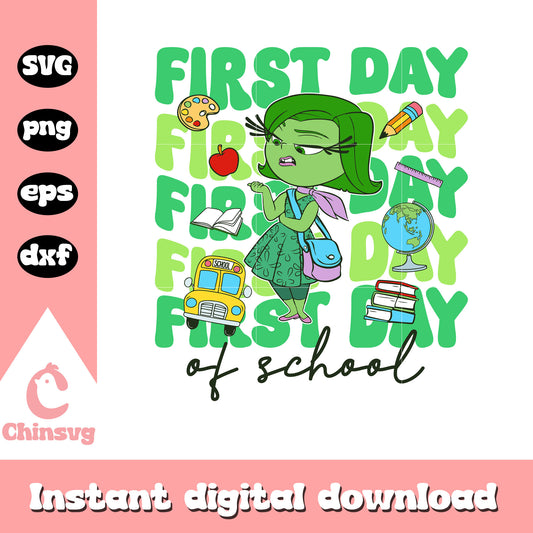 Disgust character first day of school svg, inside out disgust svg