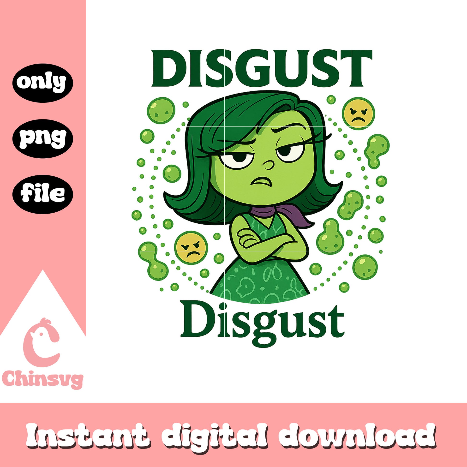 Disgust character inside out design png, disgust inside out png