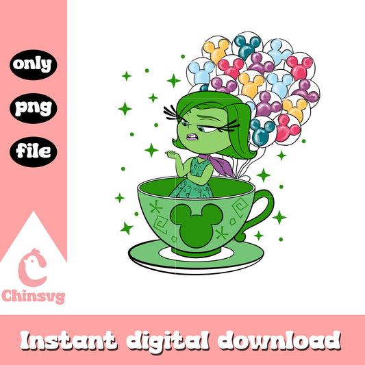 Disgust character tea cup balloon png, emotions characters png