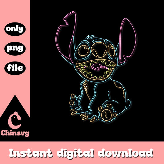 Disney Lilo & Stitch Neon Outline png, Stitch Neon Outline png