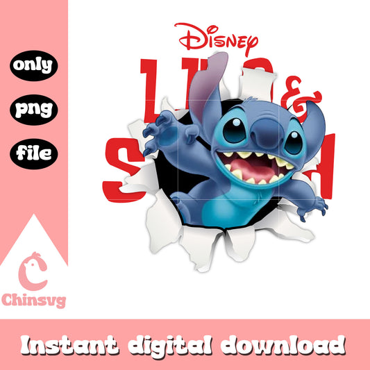 Disney Lilo and Stitch paper break png, stitch smiling png