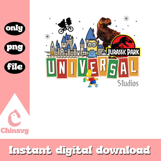 Disney Universal studio castle minion png, Jurassic park logo png