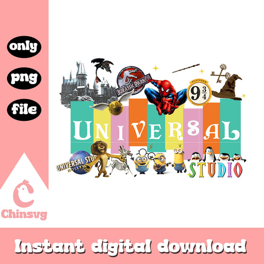 Disney Universal studio castle spider man png, disneyland minion png