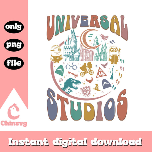 Disney Universal studio minion retro color png, disney retro color png