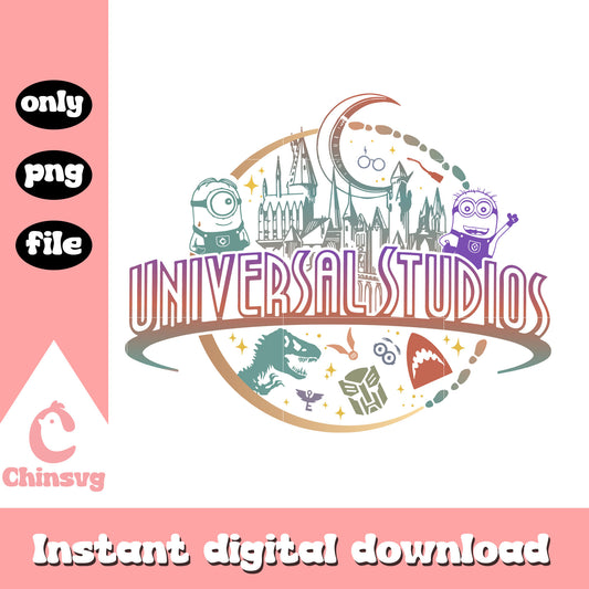 Disney Universal studios castle minion moon png, disney world png