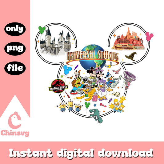 Disney Universal studios mickey outline png, Disneyland mickey head png