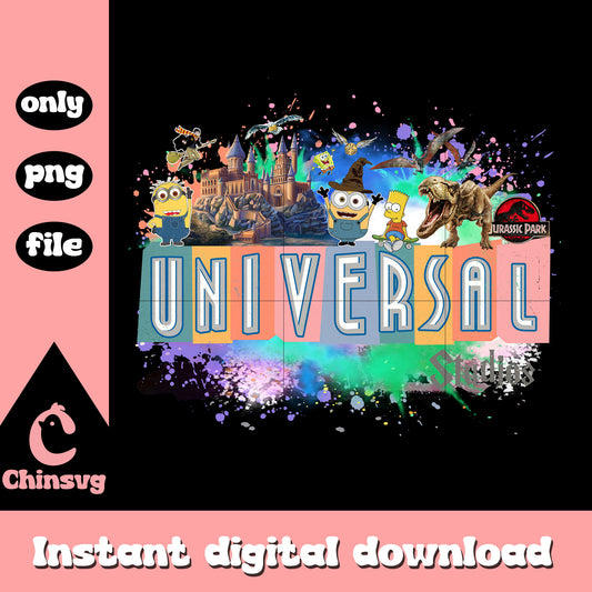 Disney Universal studios retro color smear png, disney character png