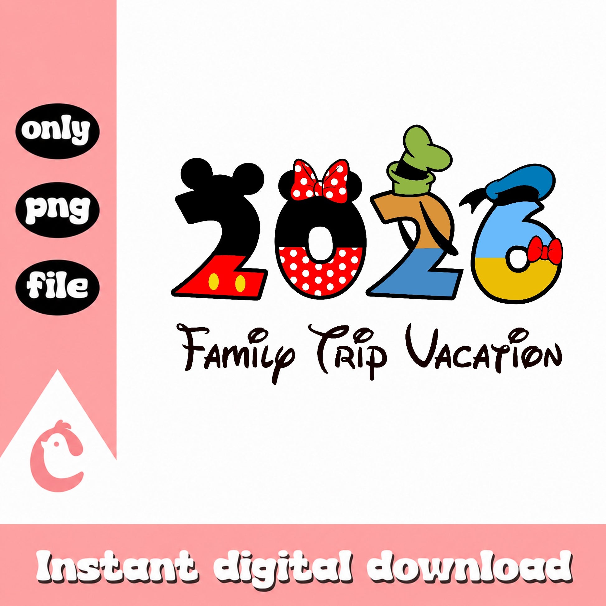 Disney 2026 Family Trip Vacation PNG, Mickey Mouse PNG, Disney PNG