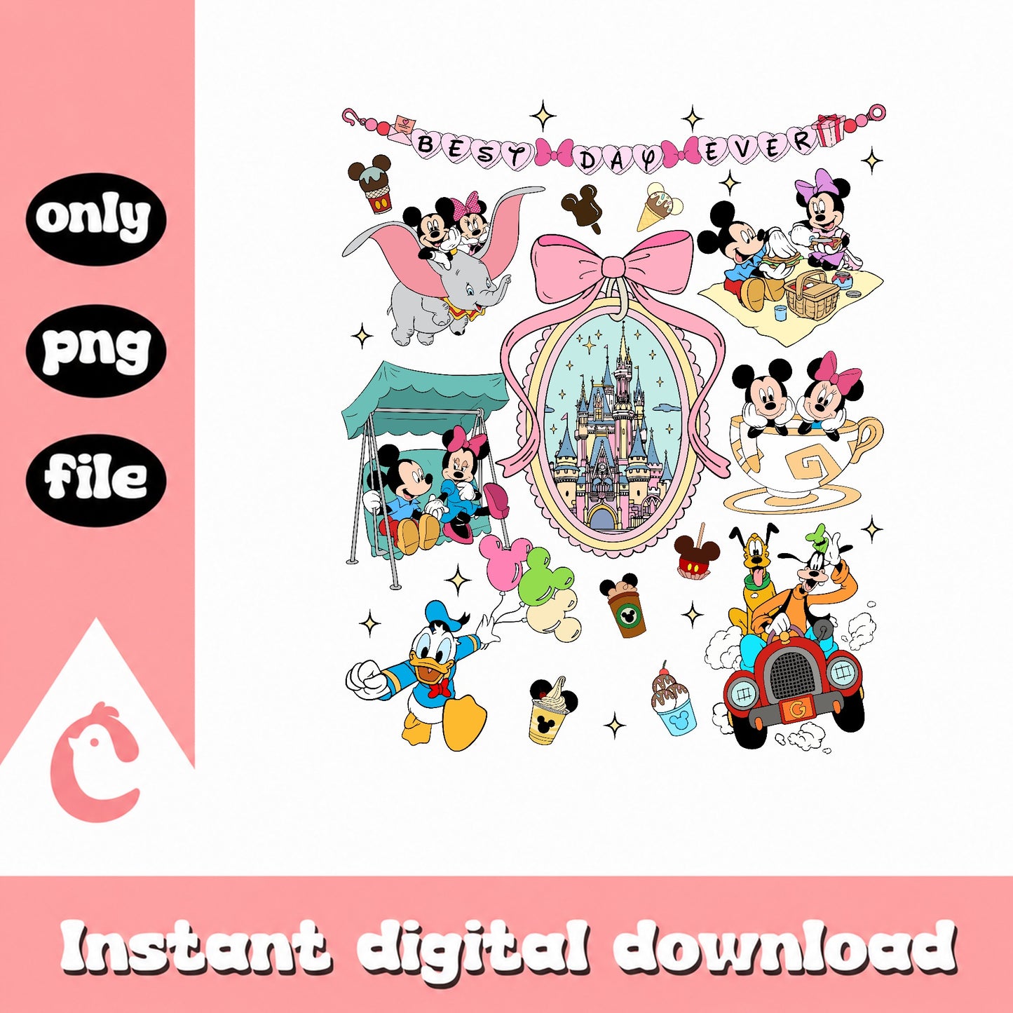 Disney Best Day Ever PNG, Mickey And Friends PNG, Disney Castle PNG