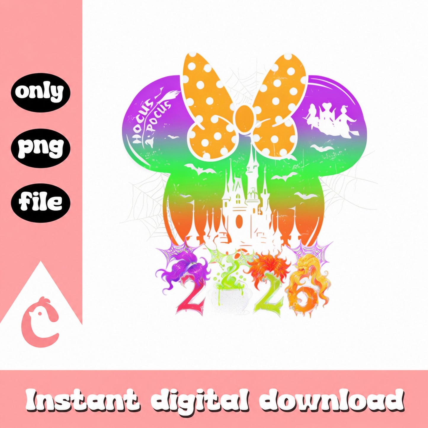 Disney Castle Halloween 2026 PNG, Hocus Pocus Theme, Mickey Ears PNG