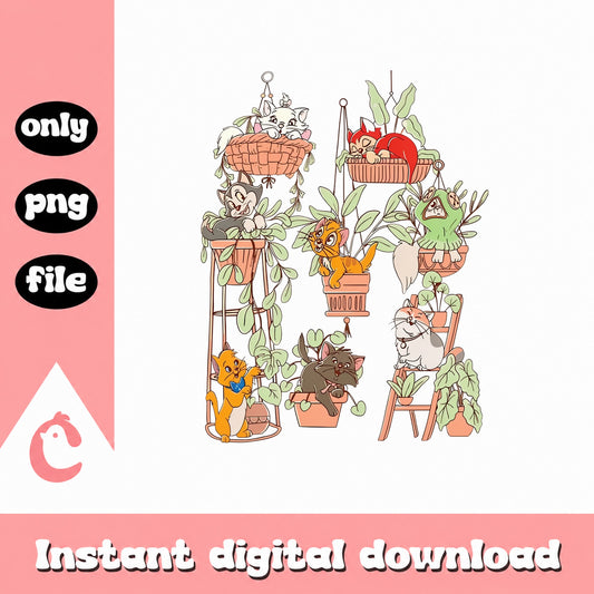 Disney Cats In Plants PNG, Aristocats Hanging Baskets, PNG File