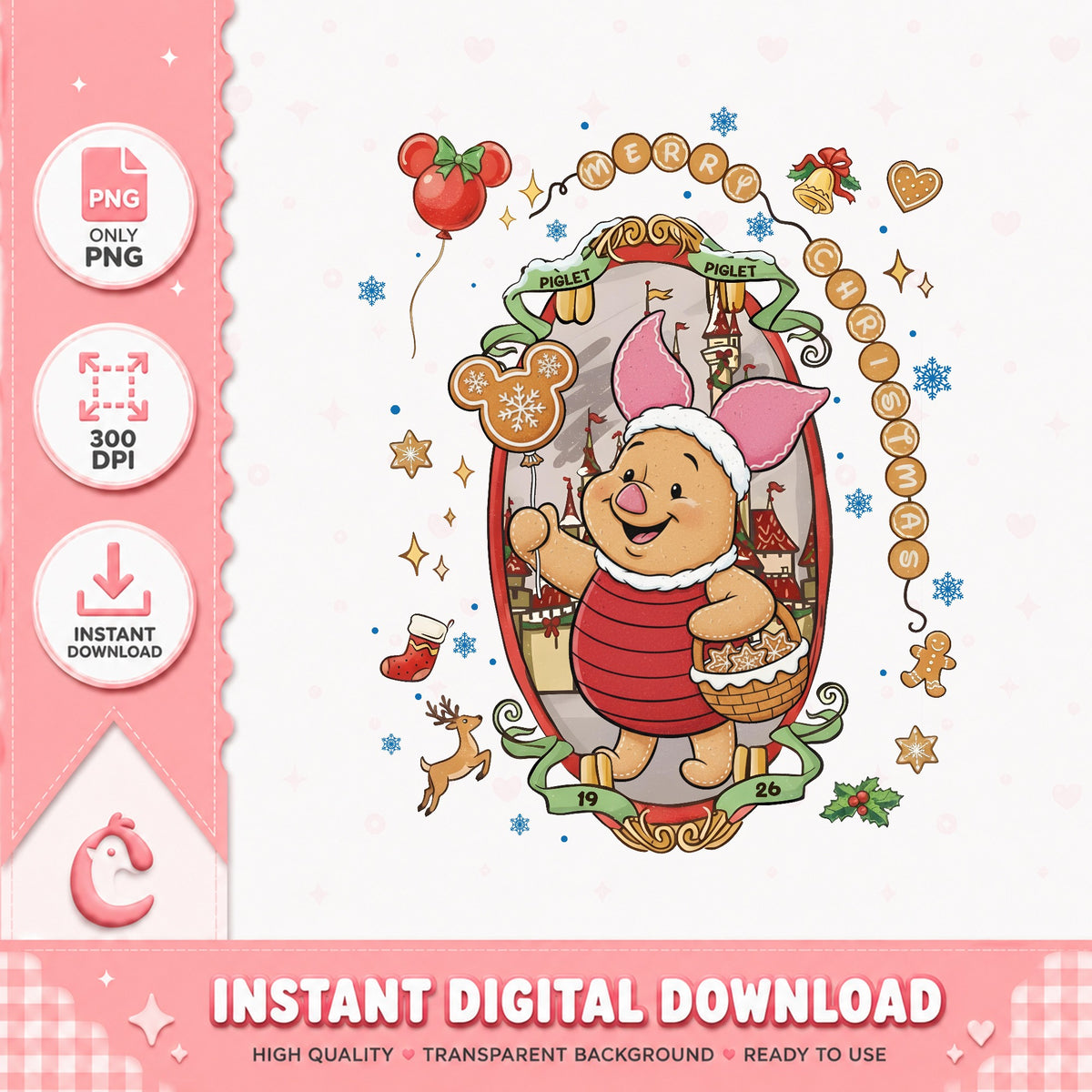 Disney Characters Coquette Bow Piglet
