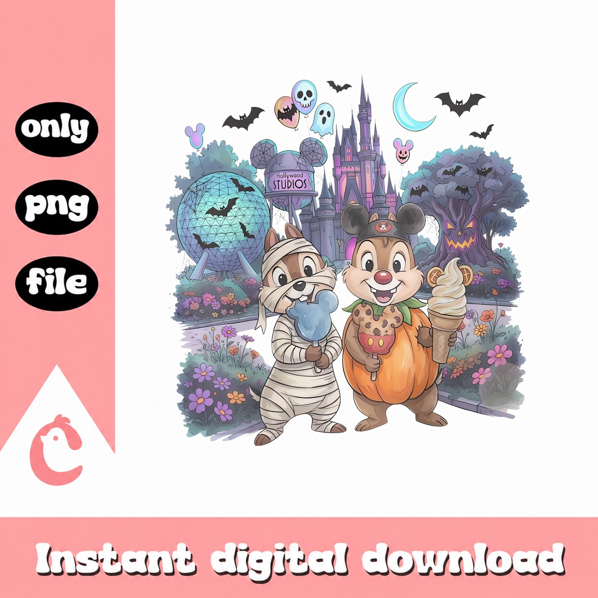 Disney Chip And Dale Halloween PNG, Theme Park Halloween, PNG