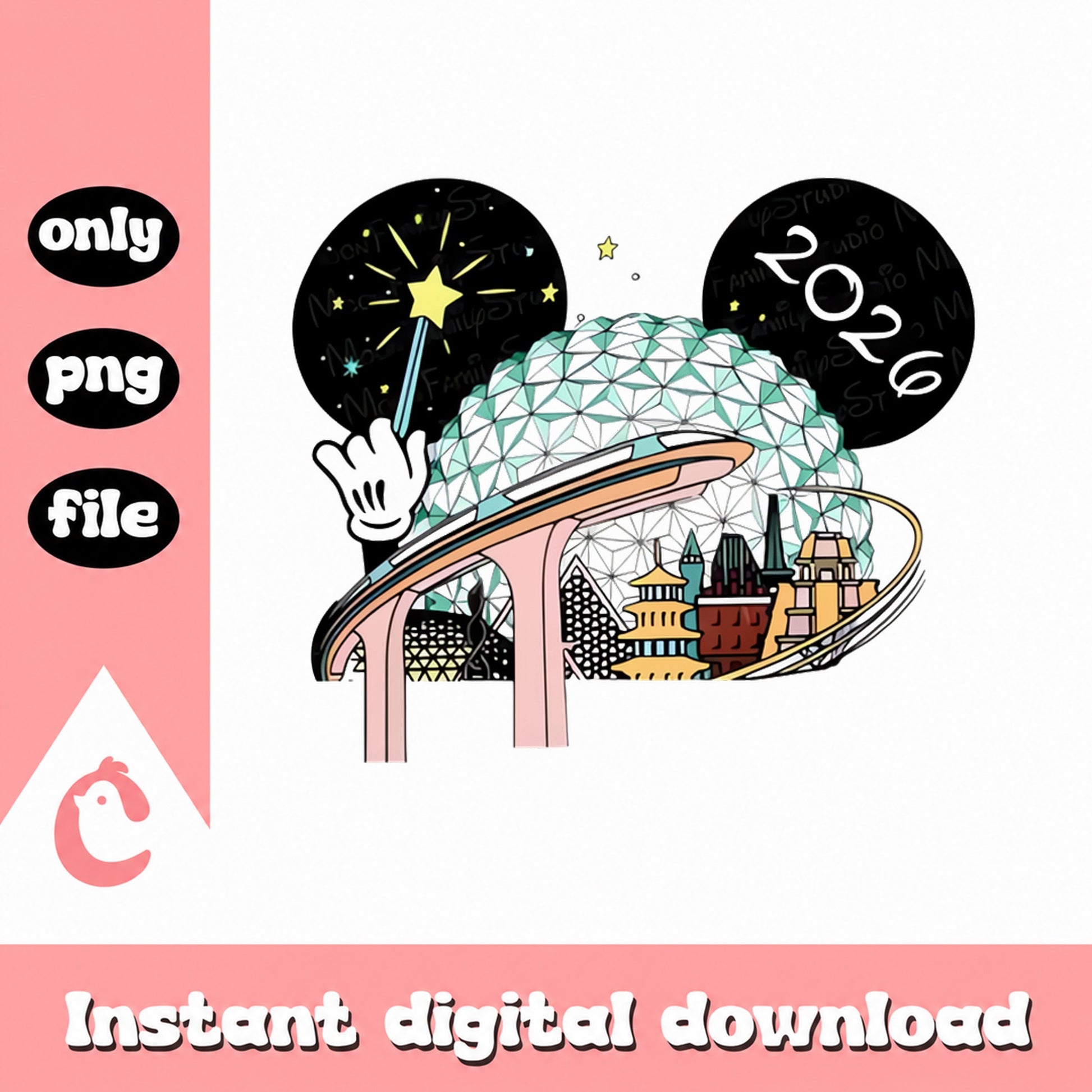 Disney Epcot 2026 Mickey Ears PNG, Magic Kingdom Clipart, PNG File