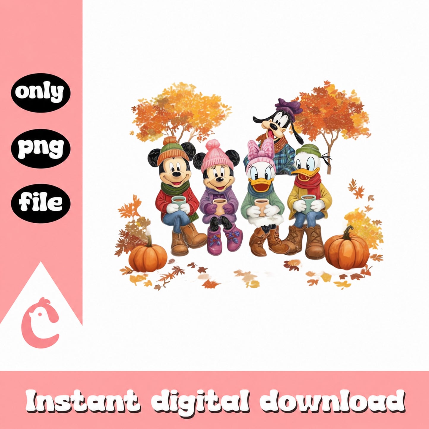 Disney Fall Autumn PNG, Mickey Minnie Donald Goofy, Thanksgiving PNG