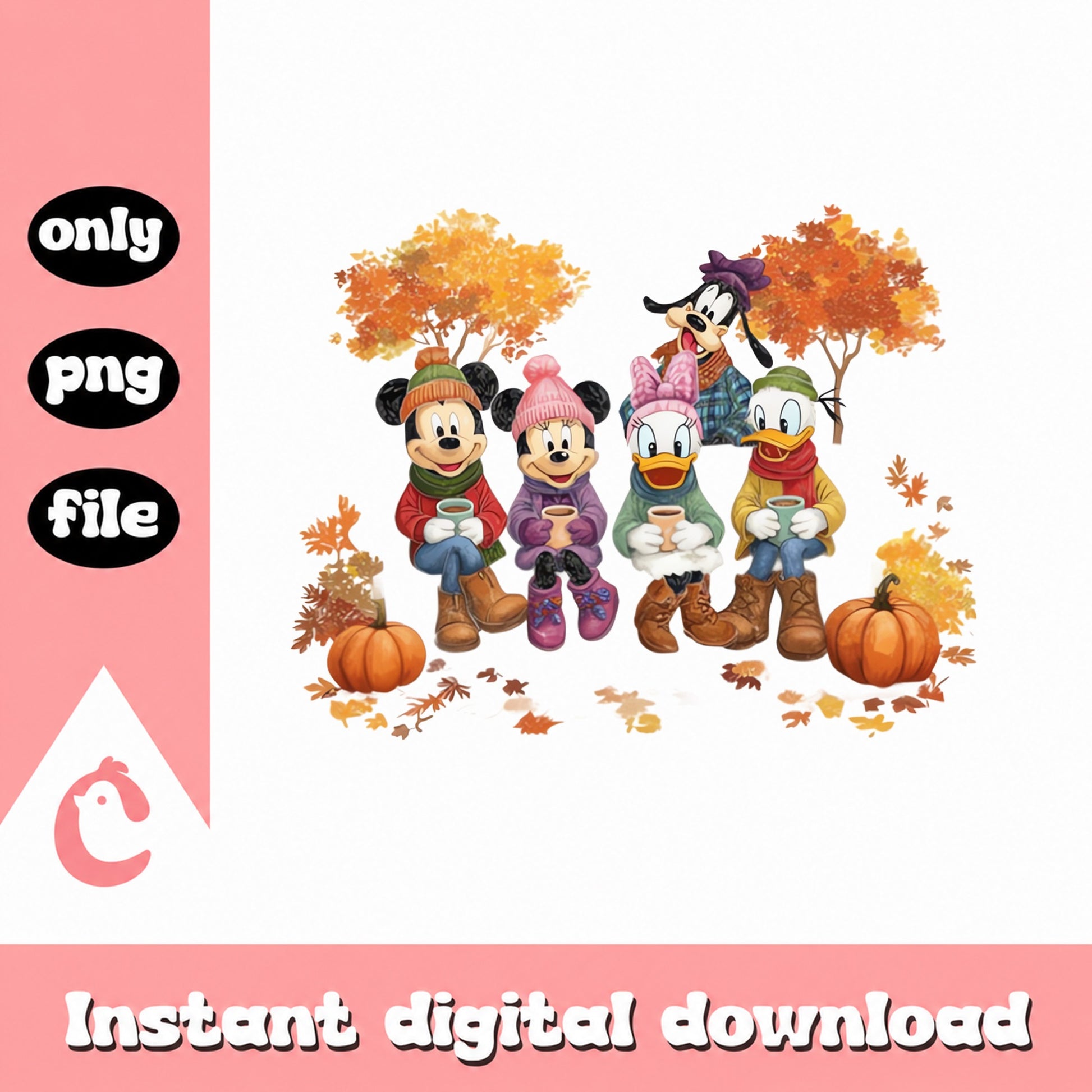 Disney Fall Autumn PNG, Mickey Minnie Donald Goofy, Thanksgiving PNG