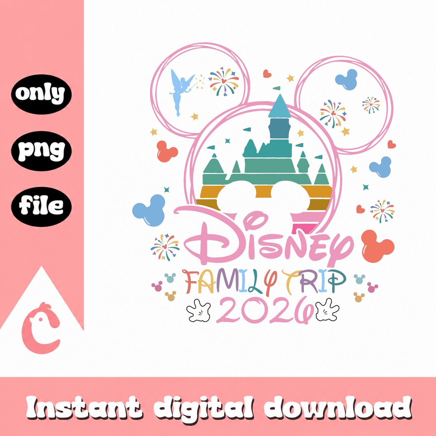 Disney Family Trip 2026 PNG, Mickey Castle Vacation PNG, Disney PNG