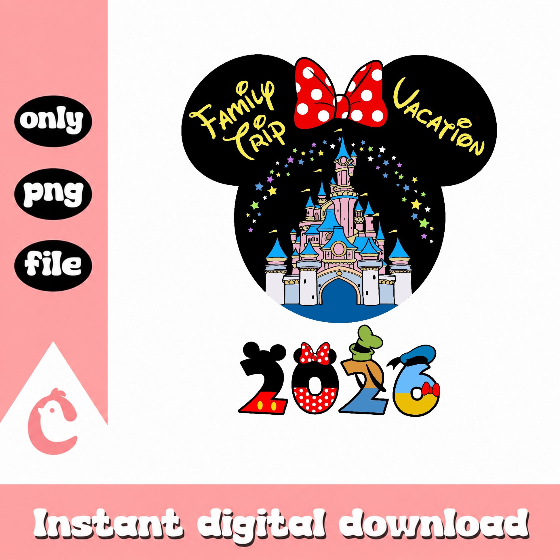 Disney Family Trip Vacation 2026 PNG, Disney Castle PNG, Family Vacation PNG