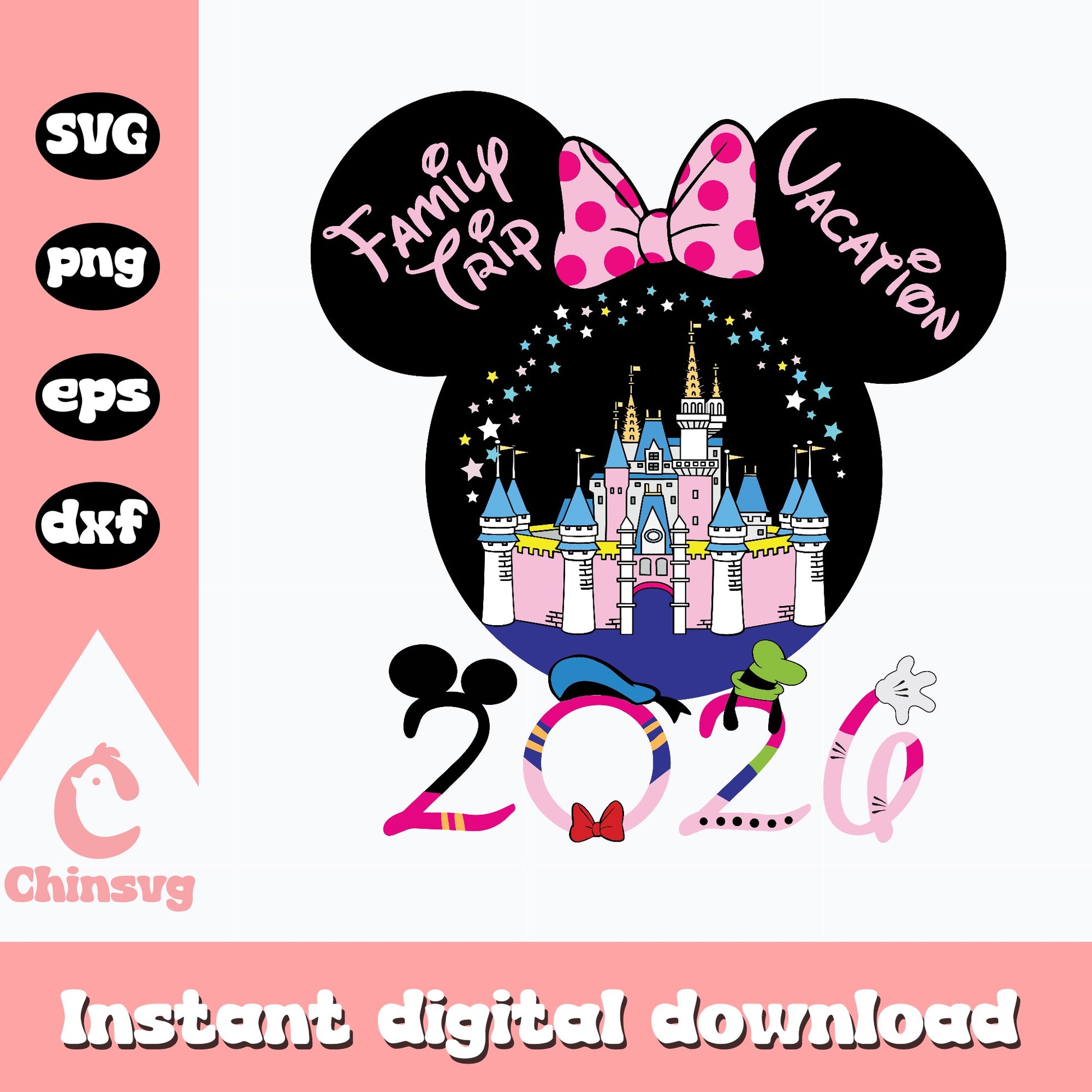 Disney Family Trip Vacation 2026 SVG, Minnie Mouse SVG, Disney Castle PNG