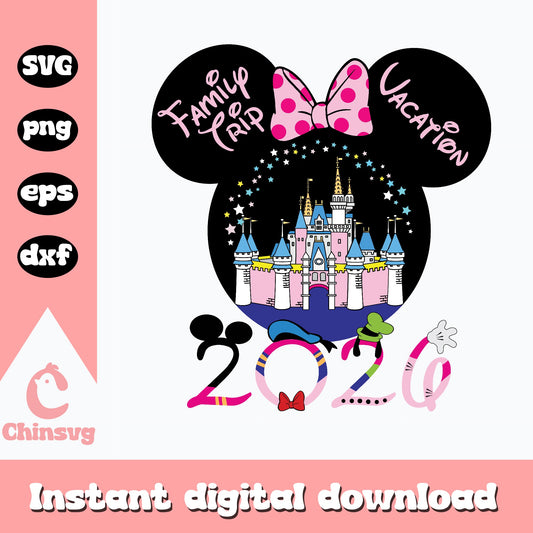 Disney Family Trip Vacation 2026 SVG, Minnie Mouse SVG, Disney Castle PNG