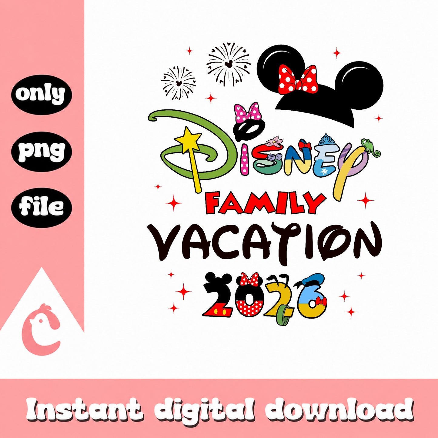 Disney Family Vacation 2026 PNG, Mickey Minnie Trip PNG, Disney PNG