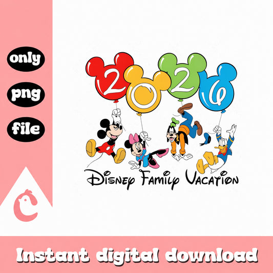 Disney Family Vacation 2026 PNG, Mickey Mouse PNG, Goofy Donald PNG