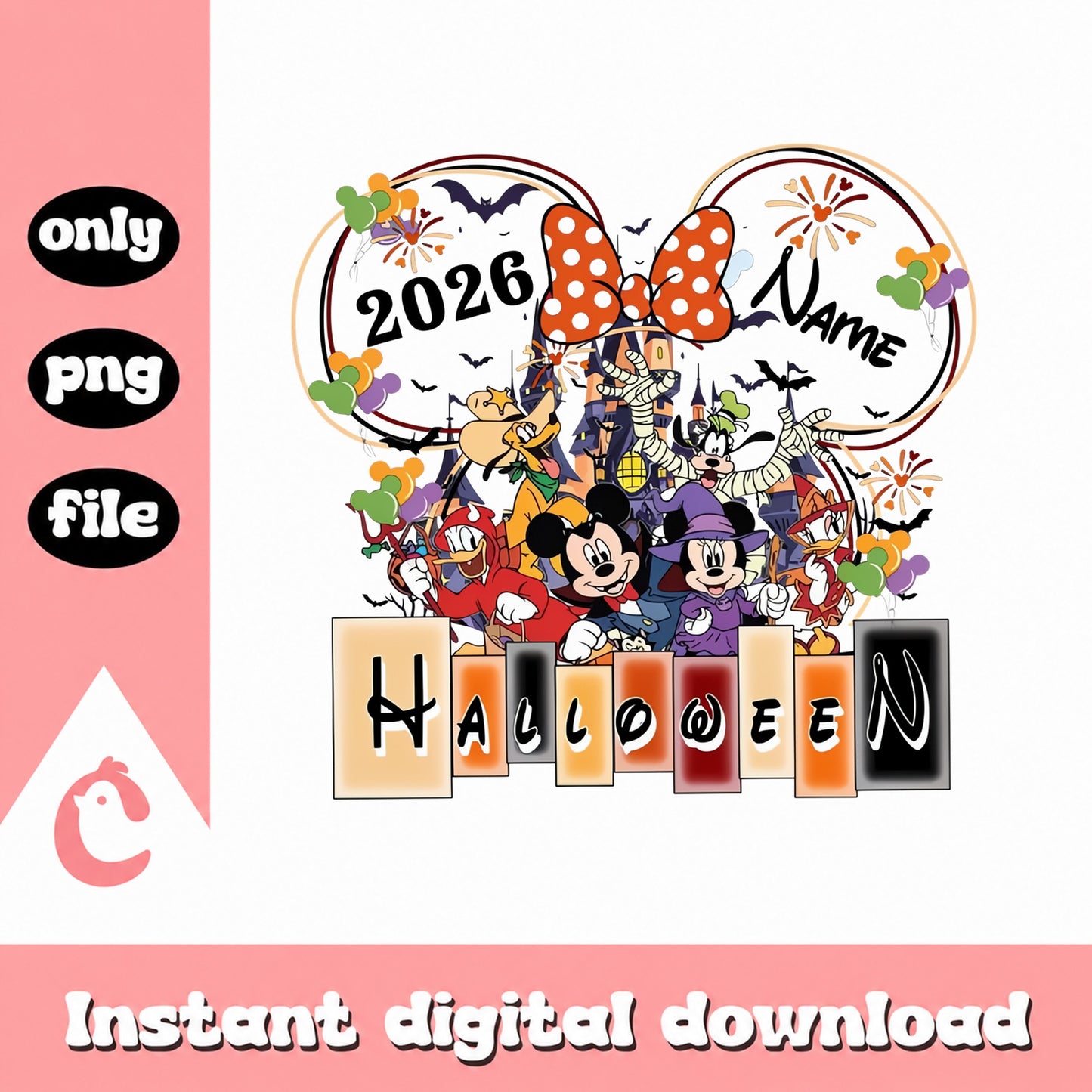 Disney Halloween 2026 Mickey And Friends PNG, Custom Name, PNG File