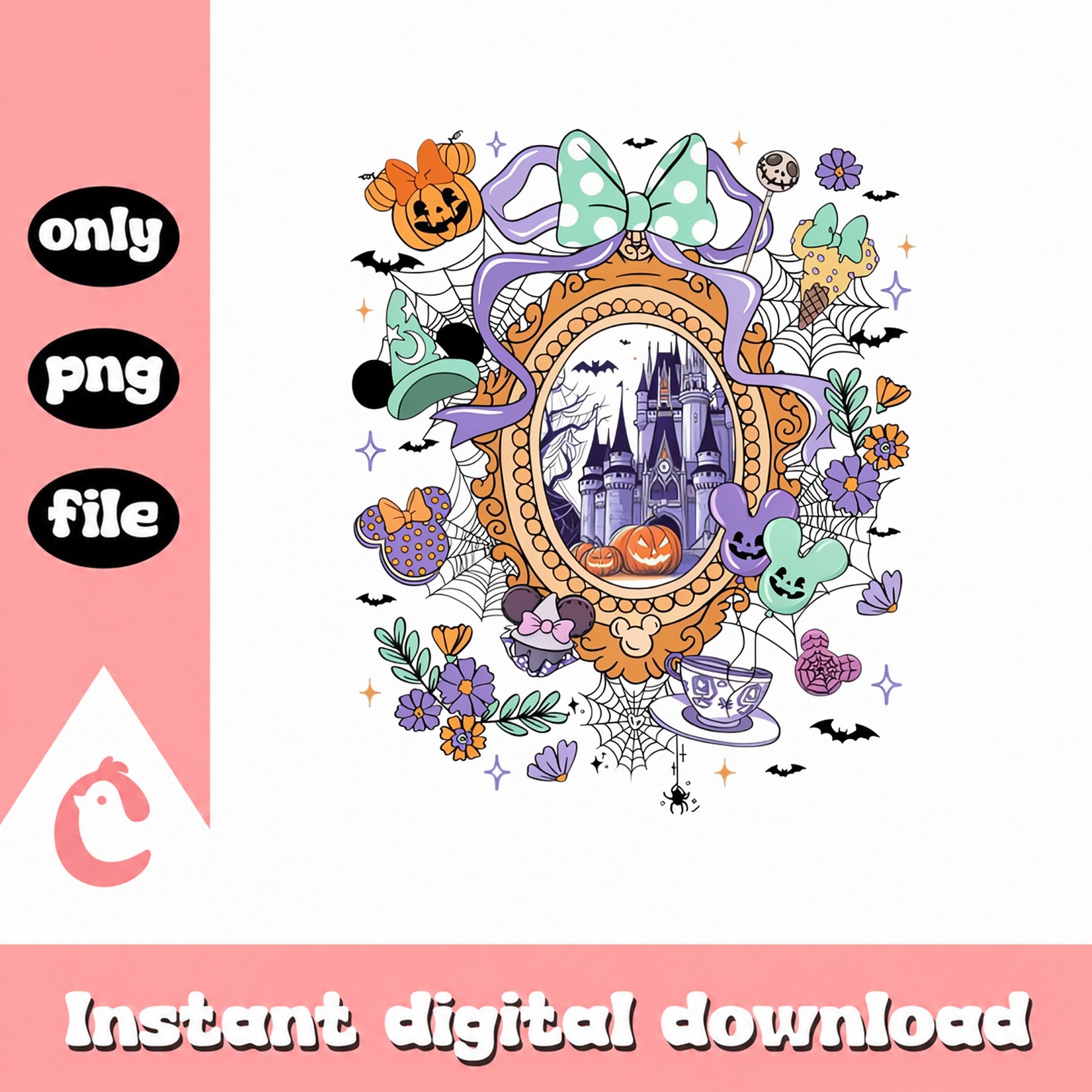 Disney Halloween Castle PNG, Mickey Minnie Halloween, Spooky PNG