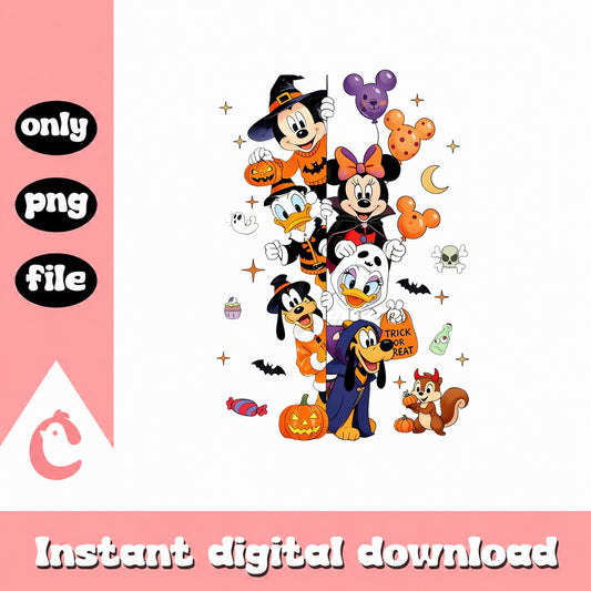 Disney Halloween Characters PNG, Mickey Minnie Goofy, PNG File