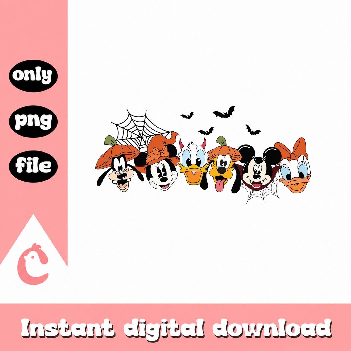 Disney Halloween Characters PNG, Mickey Minnie Pluto, Donald Daisy PNG