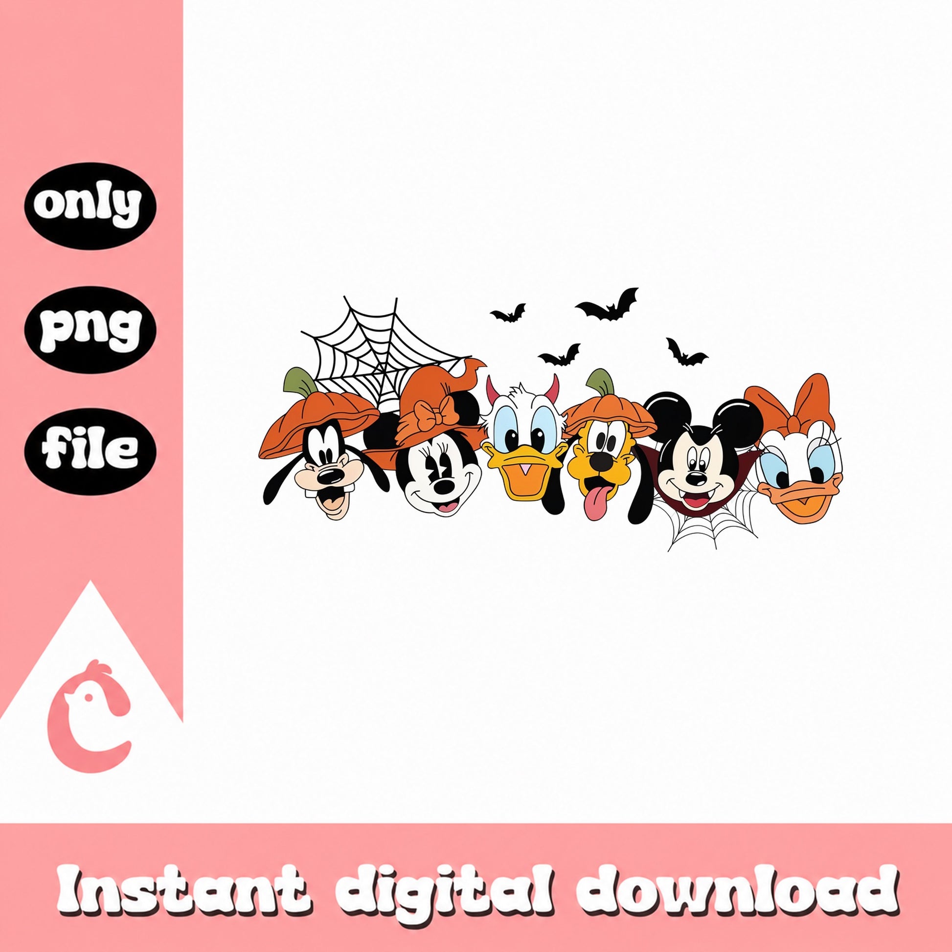 Disney Halloween Characters PNG, Mickey Minnie Pluto, Donald Daisy PNG