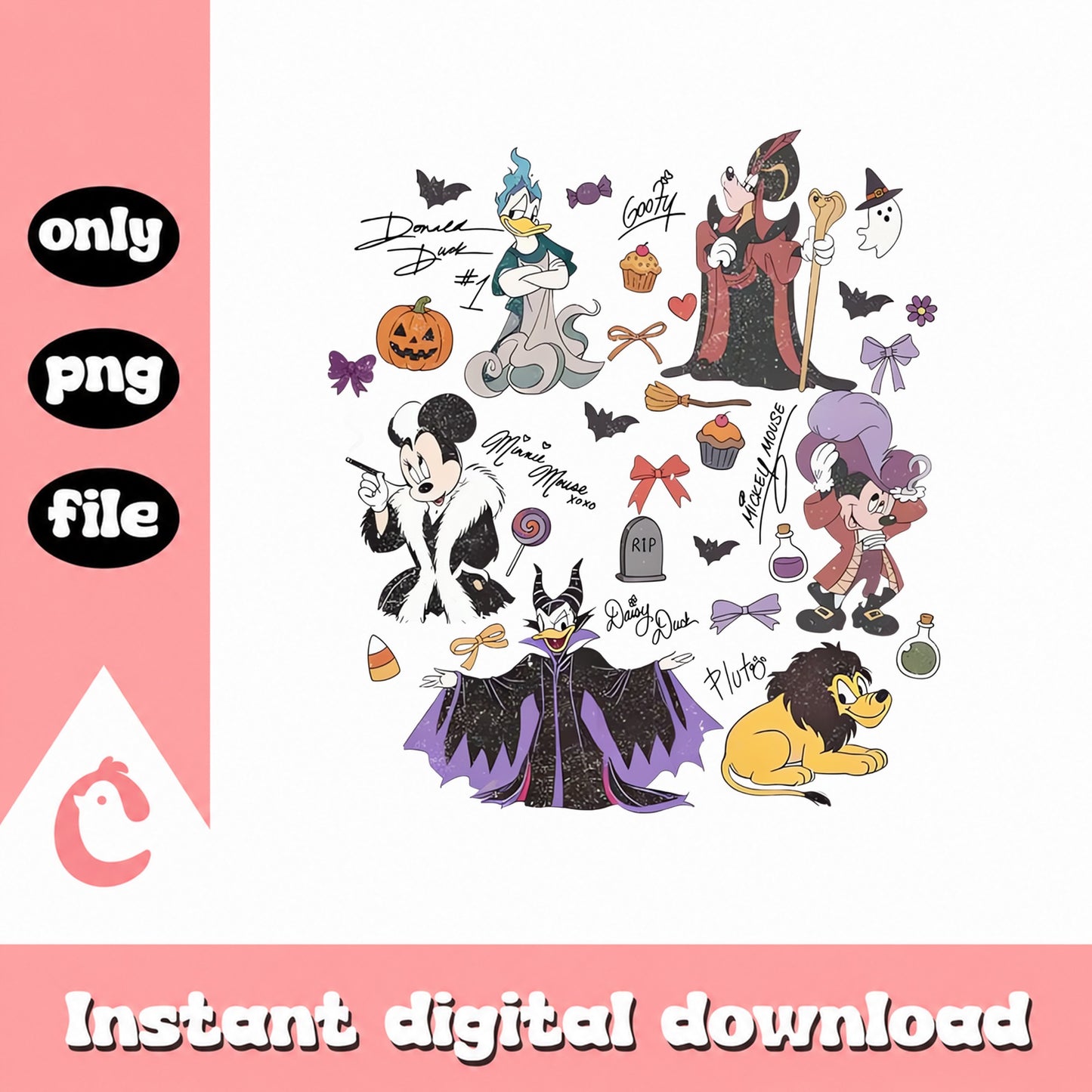 Disney Halloween PNG Bundle, Mickey And Friends Clipart, PNG