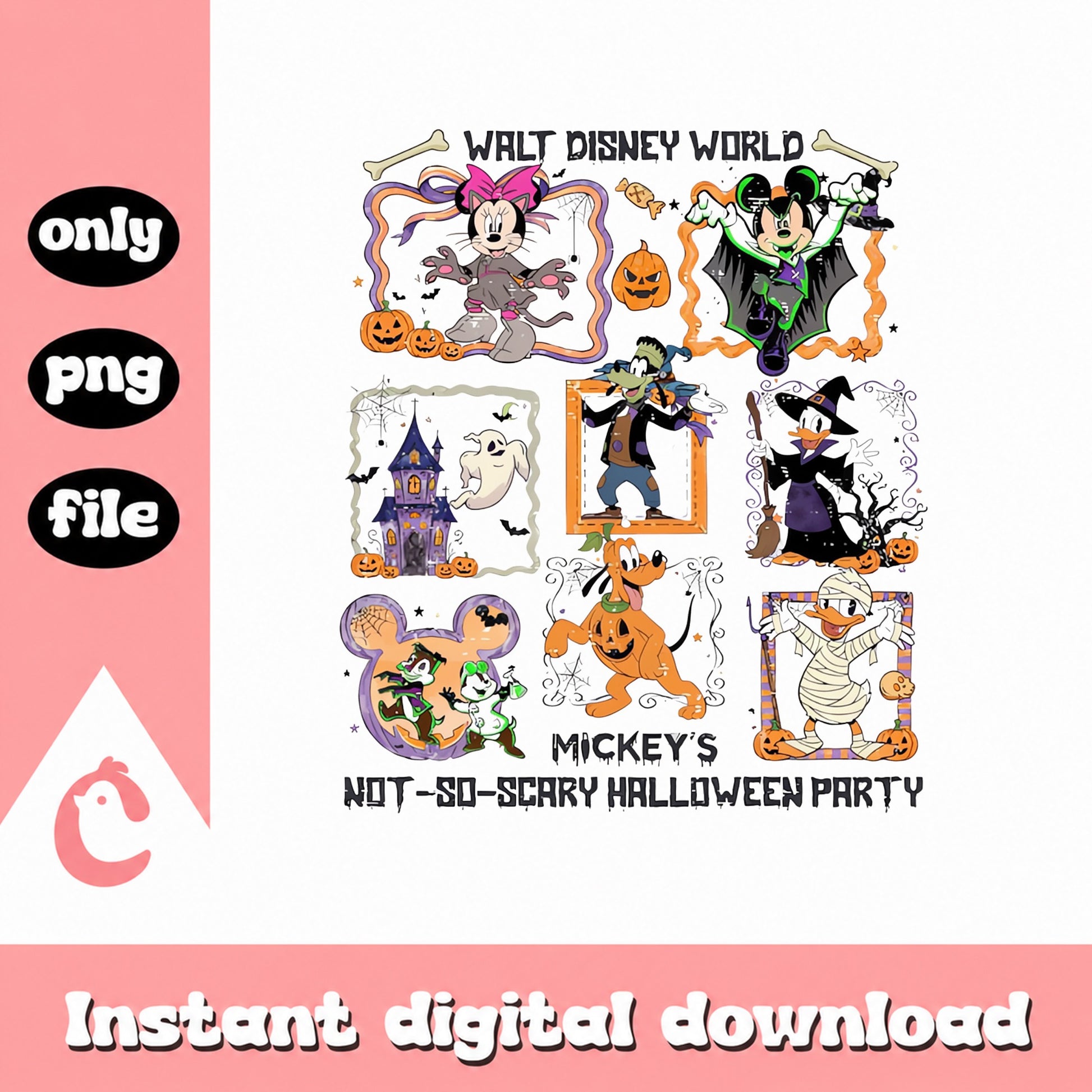 Disney Halloween PNG Bundle, Mickey Minnie Characters, PNG File
