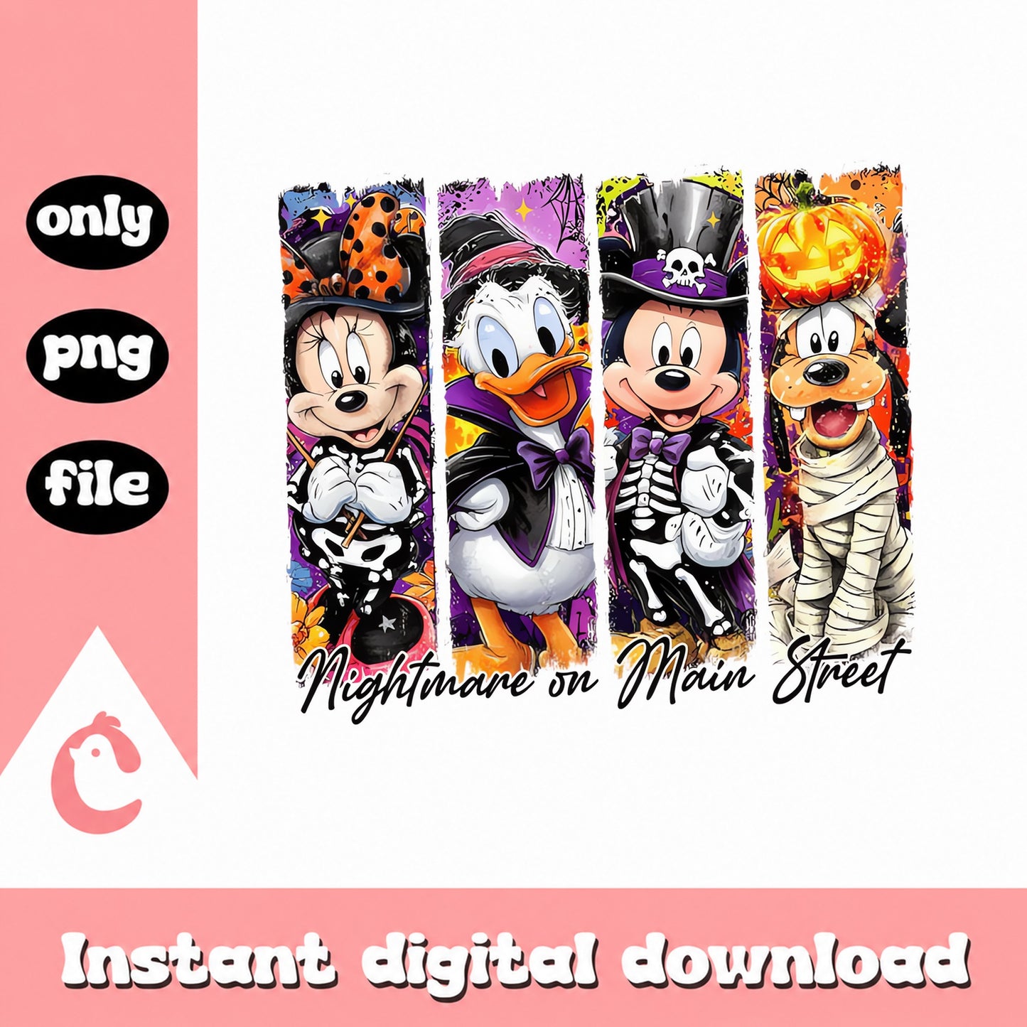 Disney Halloween PNG Bundle, Mickey Minnie Donald Goofy, Halloween PNG