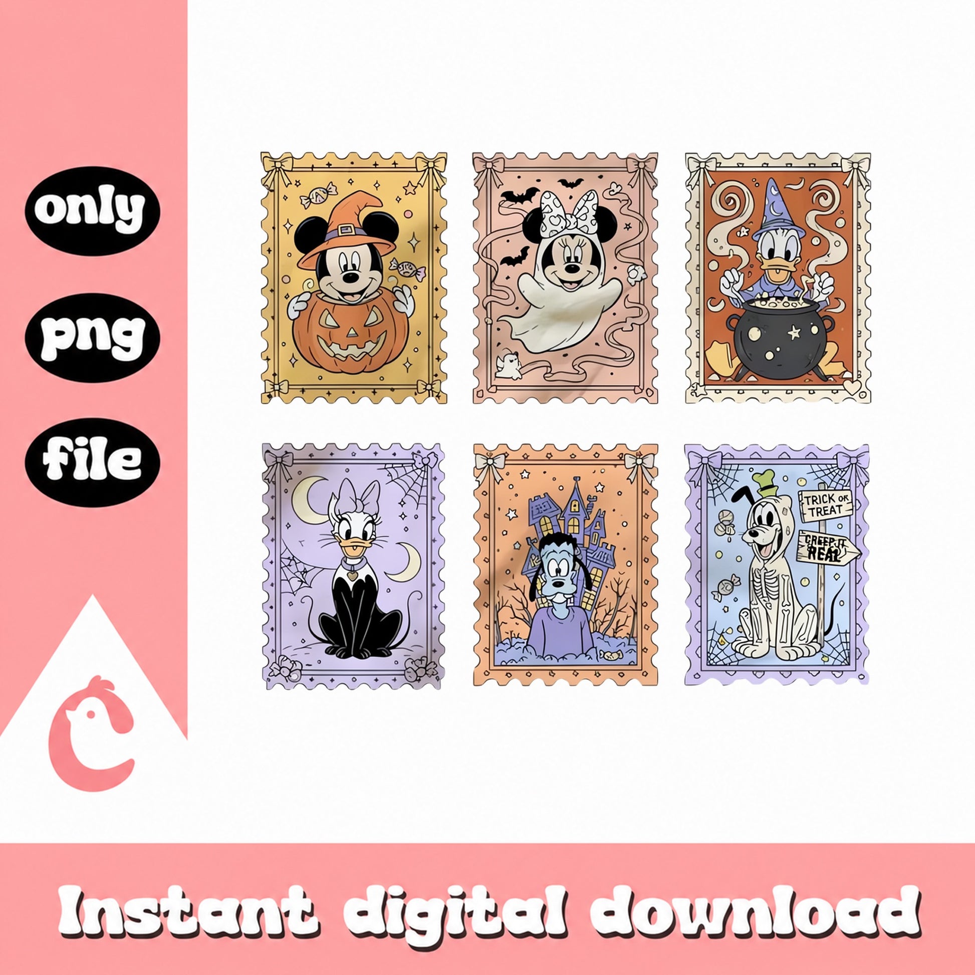 Disney Halloween PNG Bundle, Mickey Minnie Donald Goofy, PNG File