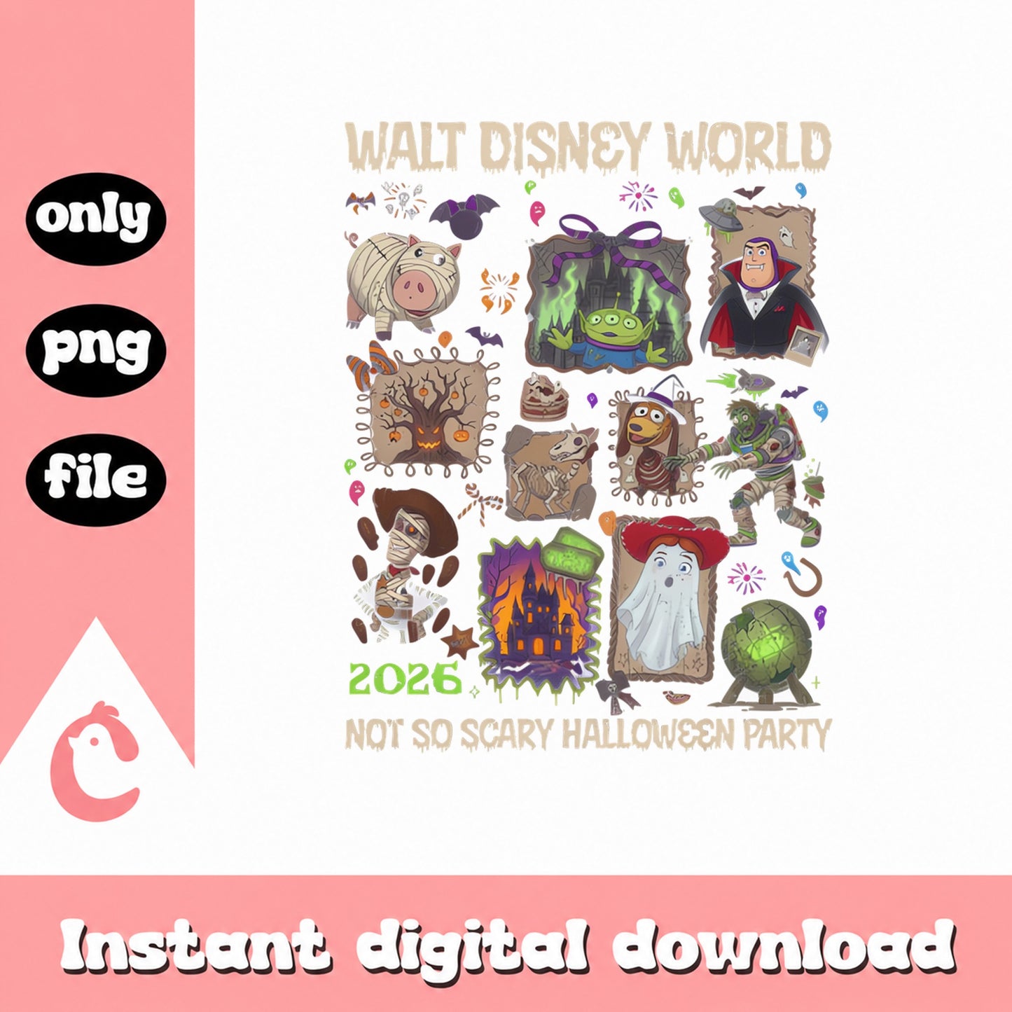 Disney Halloween PNG Bundle, Not So Scary Party Clipart, PNG