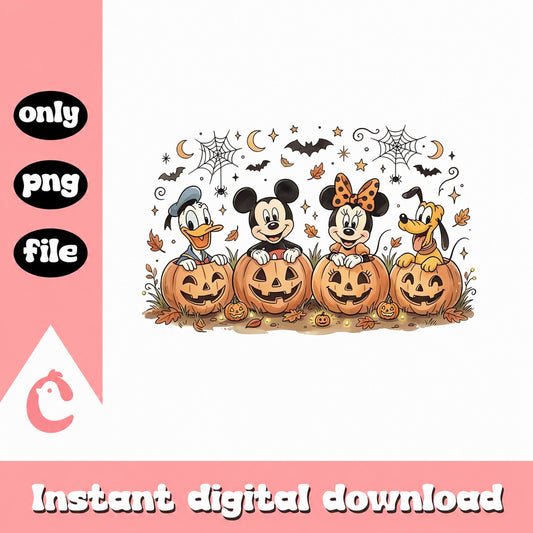 Disney Halloween PNG, Mickey And Friends Pumpkin, Fall Clipart PNG