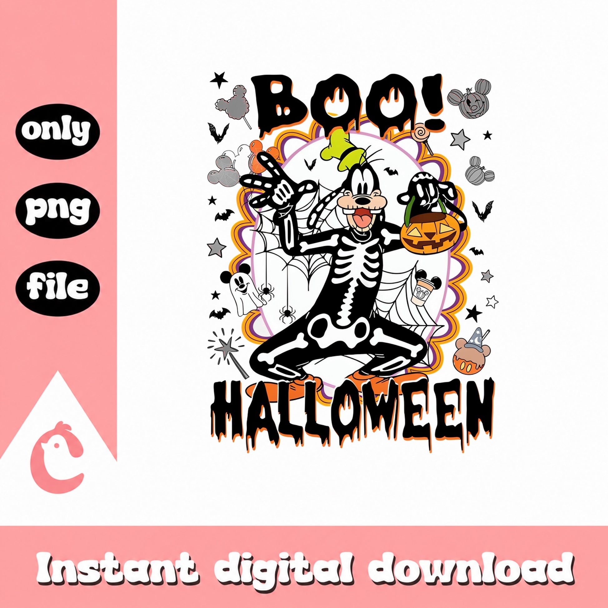 Disney Halloween PNG, Mickey Mouse Boo PNG, Skeleton Costume PNG