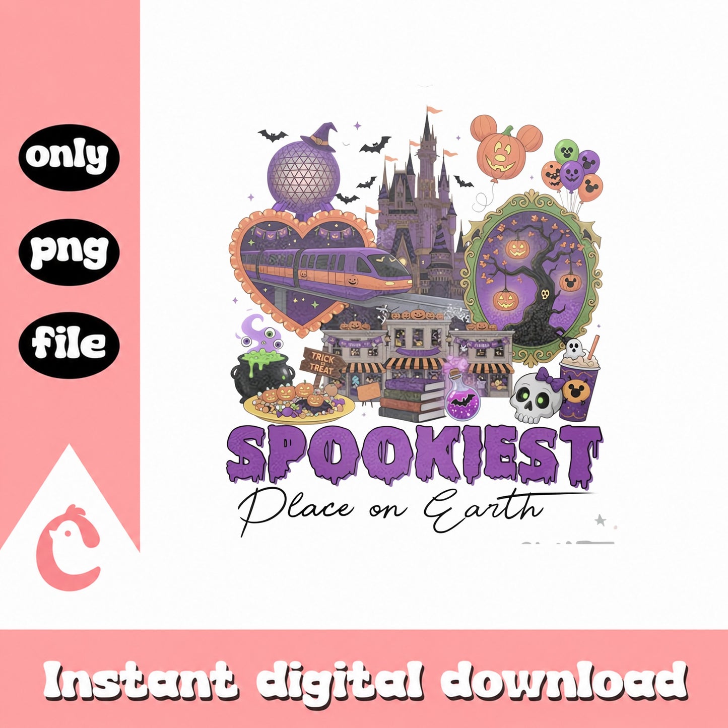 Disney Halloween Spookiest Place On Earth, Mickey Mouse PNG, Halloween PNG